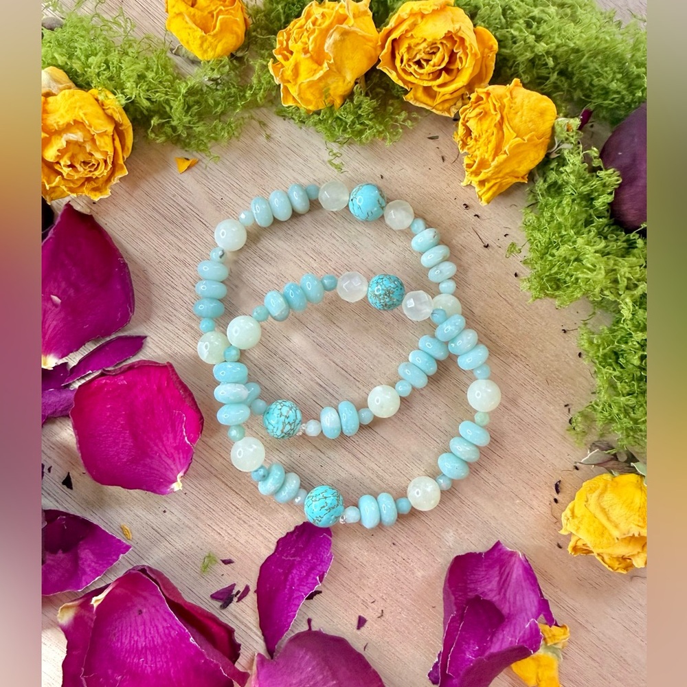 Aquamarine - Amazonite - Serpentine - Howlite bracelet (one)